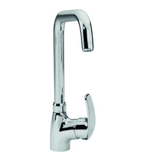 MISCELATORE MONOCOMANDO PER LAVELLO BOCCA GIREVOLE SERIE GLASS