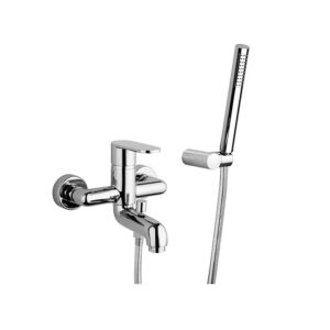 MISCELATORE MONOCOMANDO PER VASCA ESTERNO CON DOCCIA A PARETE DOPPIO USO ,FLESSIBILE cm 150 SERIE QUADRAMIX