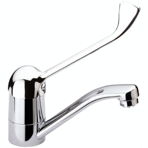 MISCELATORE MONOCOMANDO PER LAVELLO MONOFORO ,BOCCA FUSA GIREVOLE CON LEVA CLINICA .SERIE 'NEW MILLENIUM